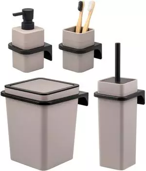 bremermann SAVONA Bad-Accessoire-Set 4-tlg., Soft-Touch, taupe (9017400)