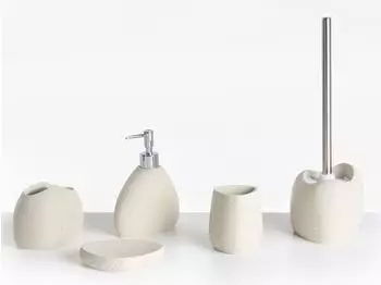 Beliani Coata Badaccessoires-Set 5-teilig, hellbeige