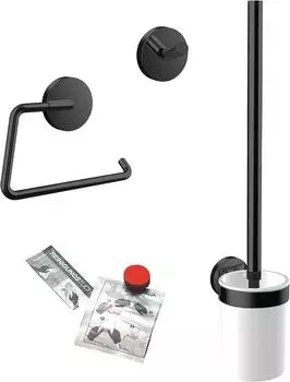 emco Starter-Set Round schwarz, Papierhalter, Bürstengarnitur, Haken (439813300)