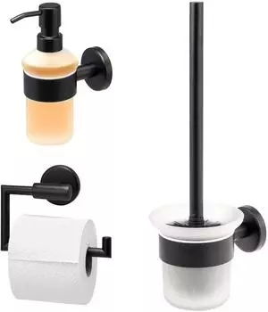 bremermann Piazza Black Badezimmer-Zubehör-Set 3-tlg., Edelstahl, schwarz
