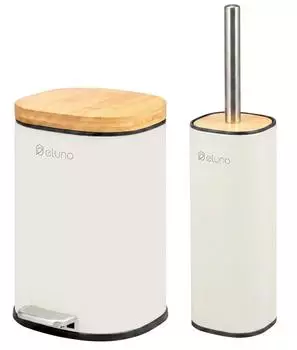 eluno FRAMURA Badaccessoire-Set 2-tlg., Metall/Bambus, beige