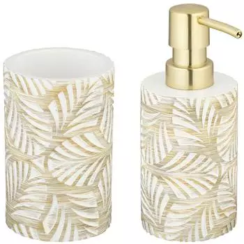 Wenko Terralba Bad-Accessoire Set 2-teilig, Polyresin, weiß/gold (61698123-0)
