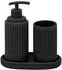 eluno Cascina Bad-Accessoires-Set, Keramik, schwarz, 3-tlg.