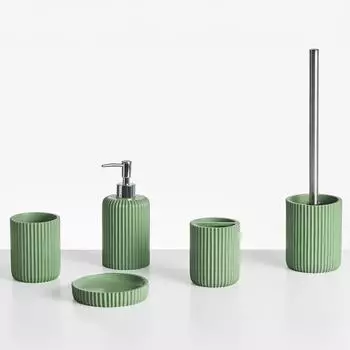 Beliani Camana Badaccessoires-Set 5-teilig, Kunstharz, grün (635772)