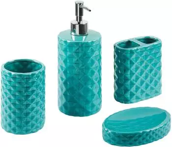 Beliani Guatire Badaccessoires-Set 4-teilig, Dolomit, türkis