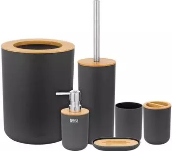 Teesa Badezimmerzubeh&ouml;r-Set 6-tlg. schwarz (TSA0400-B)