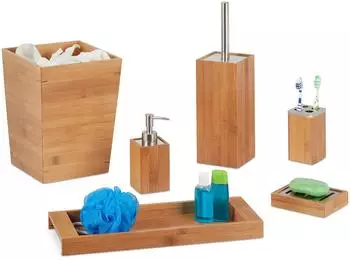 Relaxdays Bad-Set 6-teilig, Bambus (10022772)