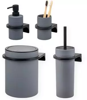 bremermann SAVONA Bad-Accessoire-Set 4-tlg., Kunststoff, grau (9017800)