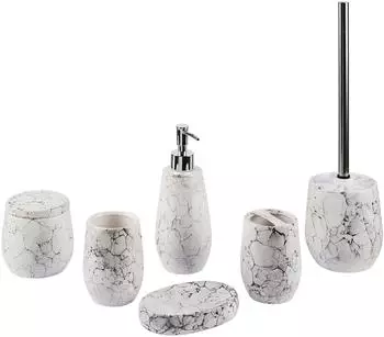Beliani Callela 6-teiliges Badezimmer-Set, Keramik, cremeweiß (316996)
