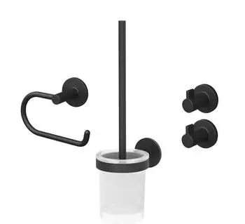 Lenz Elektronik NERO Badaccessoire-Set 4-teilig, schwarz-matt (4590051)