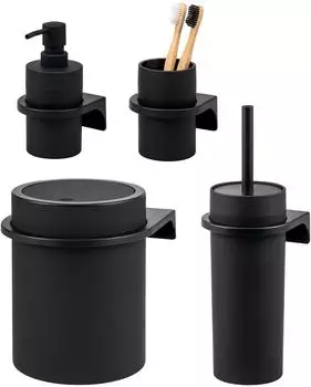 bremermann SAVONA Bad-Accessoire-Set 4-tlg., Kunststoff, schwarz (9017500)