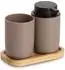 Zeller Bad-Accessoires-Set ALMA 3-tlg., Kunststoff/Bambus, braun (18794)