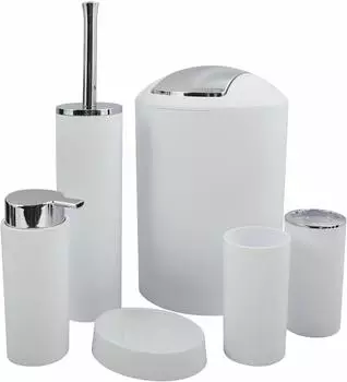 MSV Hannah Badezimmer-Accessoire-Set, 6-teilig, weiß (142695)