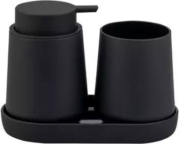 eluno TESERO Badaccessoire-Set 3-tlg., Soft-Touch, schwarz, Kunststoff