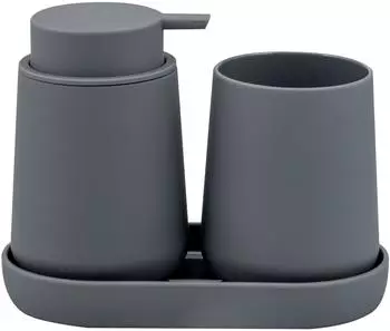eluno TESERO Badaccessoire-Set Soft-Touch, 3-tlg., grau, Kunststoff