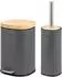 eluno Framura Badaccessoire-Set 2-tlg., Metall/Bambus, grau