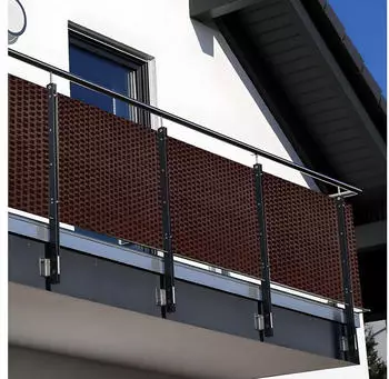 NYVI Balkonsichtschutz Polyrattan mit Metall&ouml;sen 100x300cm Braun