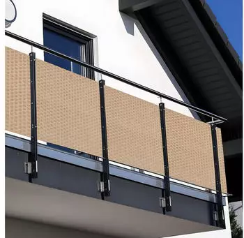 NYVI Privafence Polyrattan Balkon-Sichtschutz 100x500cm, UV-fest, beige (4255636609868)