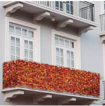 MCW Balkonsichtschutz N77 Blatt Ahorn Kunststoff 300x150cm rot-gelb (N77)