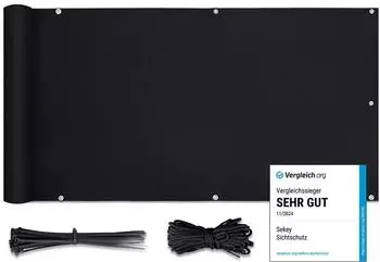 Sekey Balkonsichtschutz Polyester blickdicht 75x600cm Schwarz (357516)