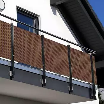 NYVI Privafence Polyrattan Balkonsichtschutz 100x300cm Honig mit Metallösen (Privafence)