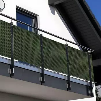 NYVI Balkonsichtschutz Polyrattan mit Metallösen 100x300cm Grün