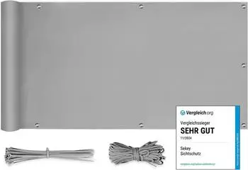 Sekey Balkonsichtschutz Polyester Hellgrau 90x400cm (BP40)