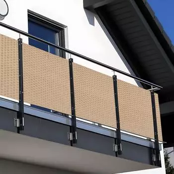 NYVI Balkon Sichtschutz Polyrattan mit Metallösen 100x300cm, beige