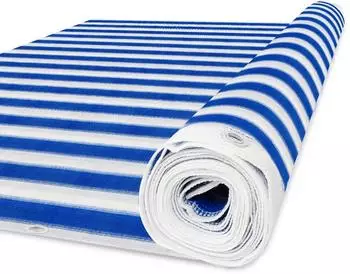 Floordirekt Balkonsichtschutz HDPE Blau/Wei&szlig; gestreift 90x500cm (fd-6567)
