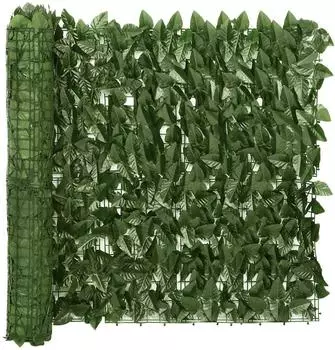 vidaXL Balkonverkleidung mit dunkelgr&uuml;nen Bl&auml;ttern 200x75cm (3216420)