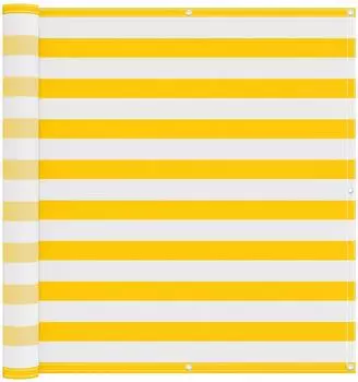 vidaXL Balkonsichtschutz gelb und wei&szlig; 110x600cm Oxford-Stoff (42030632)
