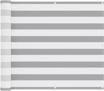 vidaXL Balkonsichtschutz hellgrau/wei&szlig; 90x400cm Oxford-Stoff (42030934)