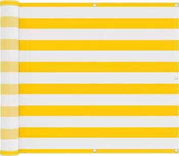 vidaXL Balkonsichtschutz 100x400cm Oxford-Stoff, gelb/wei&szlig; (42030622)
