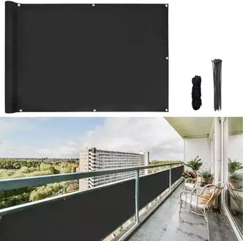CCLife Technic Balkon Sichtschutz wetterfest, blickdicht, 75x600cm, schwarz (DSMKS004A0600swz)