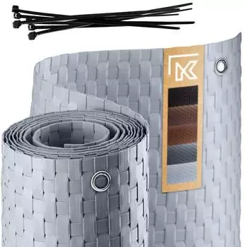 Kadax Skei Sichtschutzmatte PE-Rattan 1x4m hellgrau (K1021)