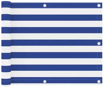 vidaXL Balkon-Sichtschutz weiß/blau 75x400cm Oxford-Gewebe (134913)