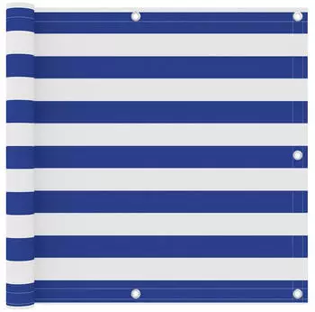 vidaXL Balkon-Sichtschutz weiß/blau 90x300cm Oxford-Gewebe