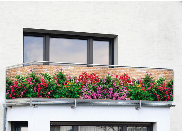 Wenko Balkon-Foto-Sichtschutz 500 x 85 cm Mauer-Blumen