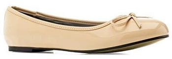 Andres Machado Ballerinas flacher Blockabsatz Schleife TG104 lackbeige