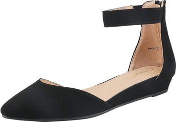 Dream Pairs Flache Schuhe Knöchelriemen AMIGA schwarz nubuk