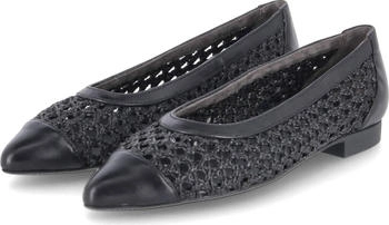 Paul Green Damen Ballerinas schwarz glattleder textil