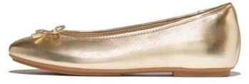 FitWear Delicato Bow Soft Metallic-Leather Ballerinas platin