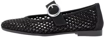 Remonte Dorndorf Strappy Ballet Loafer with Glitter Stones and Velcro Closure (D0K16) schwarz