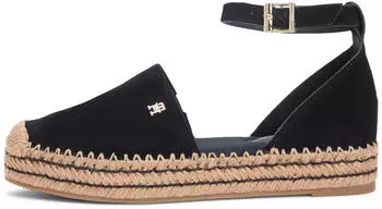 Tommy Hilfiger TH Platform Espad Suede Strap Ankle Strap Ballerina schwarz