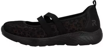 Rieker Ballerina Slipper, Schlupfschuh mit Stretchbänder schwarz