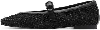 Marco Tozzi Women's Ballet Flats Feel Me Footbed Vegan Strap black comb