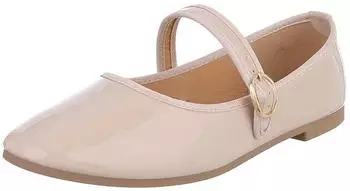 Ital Design Damen Mary Janes mit Knöchelriemen und Schnalle beige