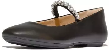 FitWear DELICATO Pearls-and-Crystal Leather Ballet Flats silber