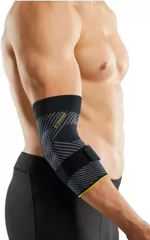 Medi Epicomed Emotion 3.0 sportliche Ellenbogenbandage mit 3D-Silikon-Quarz-Pelotte Größe V Optimales Feuchtigkeitsmanagement Abnehmbares Gurtband Geruchshemmend Thermoregulierend