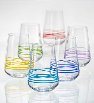 Bohemia Longdrinks Saftgläser Wasserglas 380 ml mehrfarbig handbemalt 6er Set